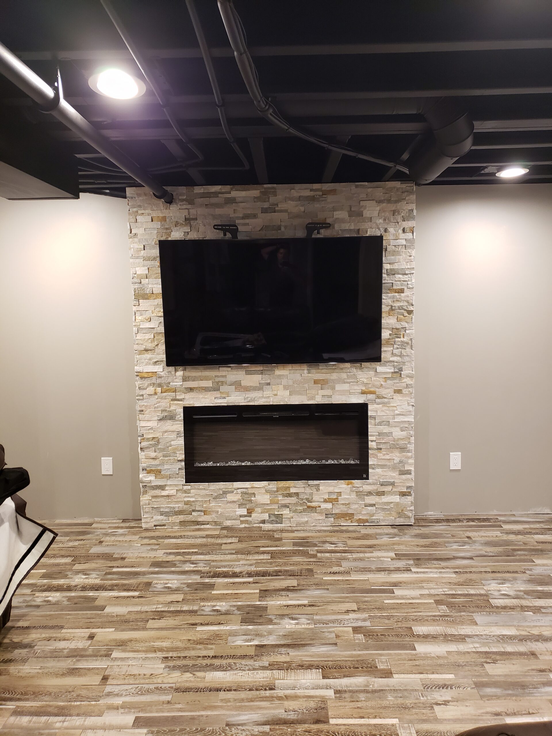 Empty wall before shelves were installed