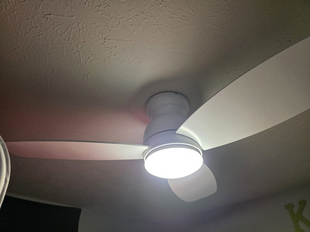 Old ceiling fan prior to being removed