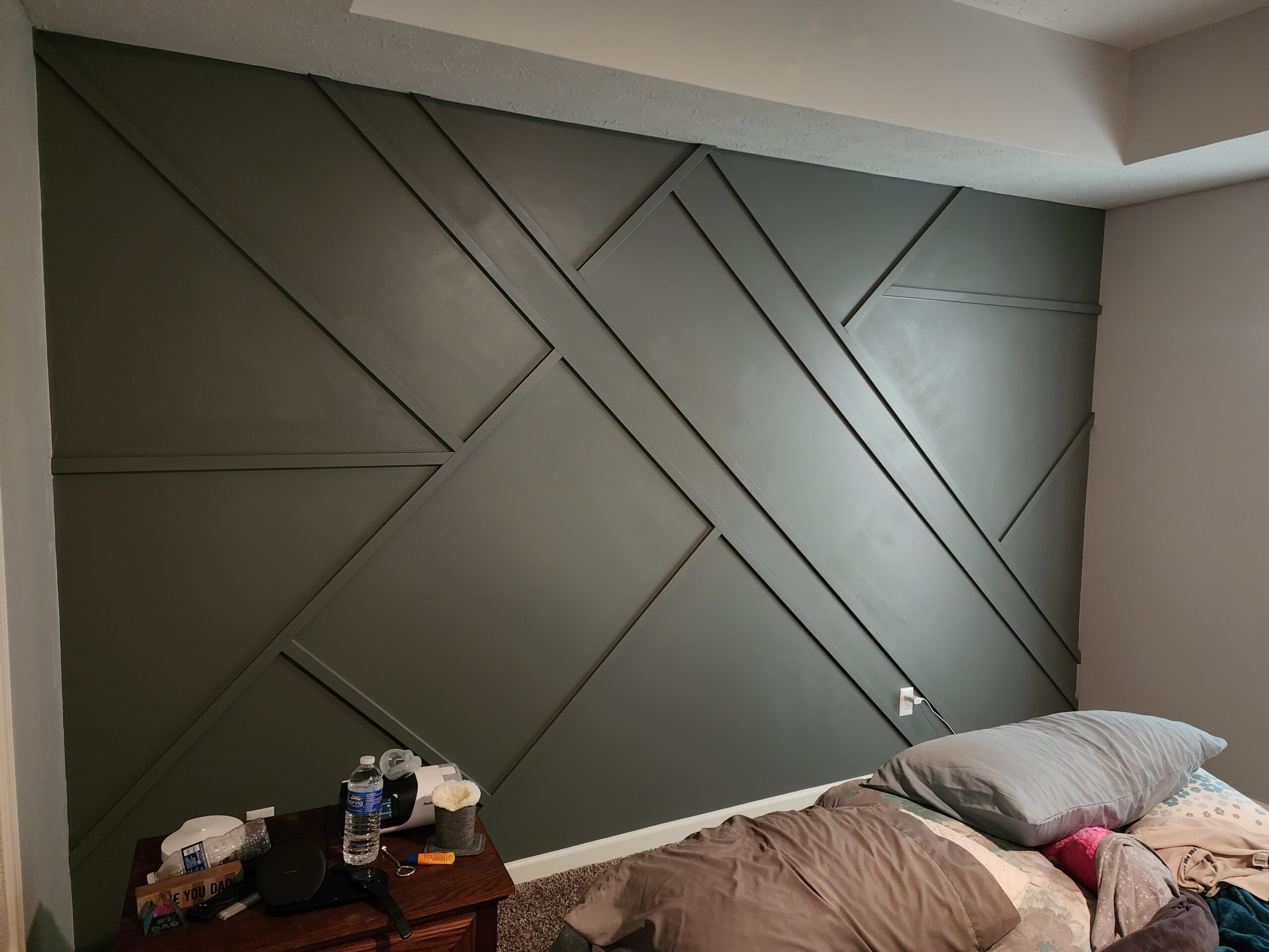 Accent wall installed and painted