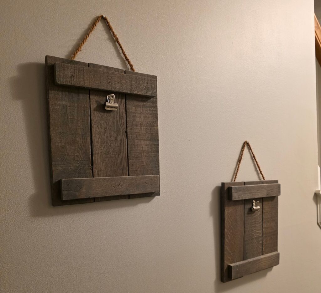 Two Pallet Wood Photo Frames Finished and Hung on my Wall
