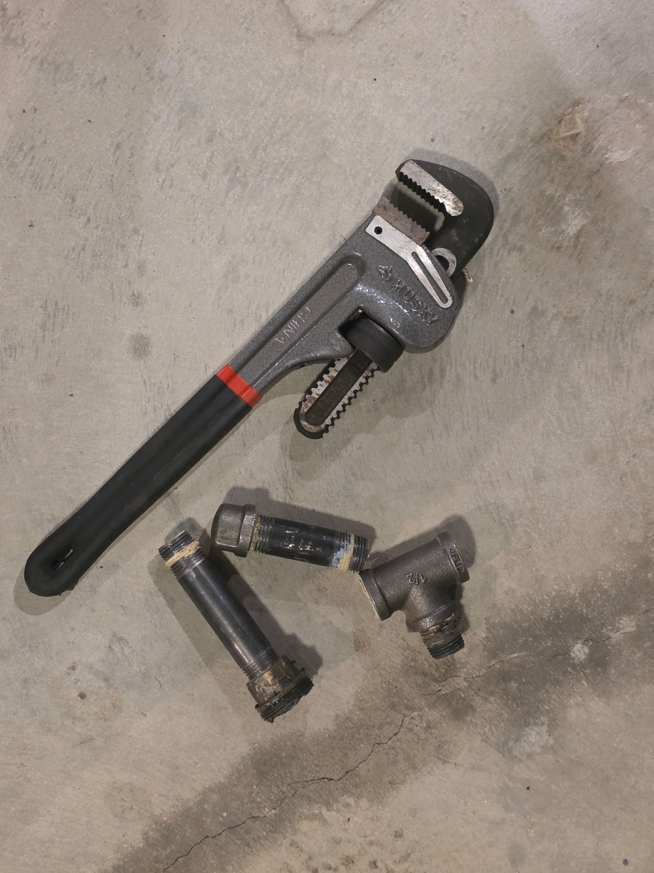 Gas tee removed from water heater