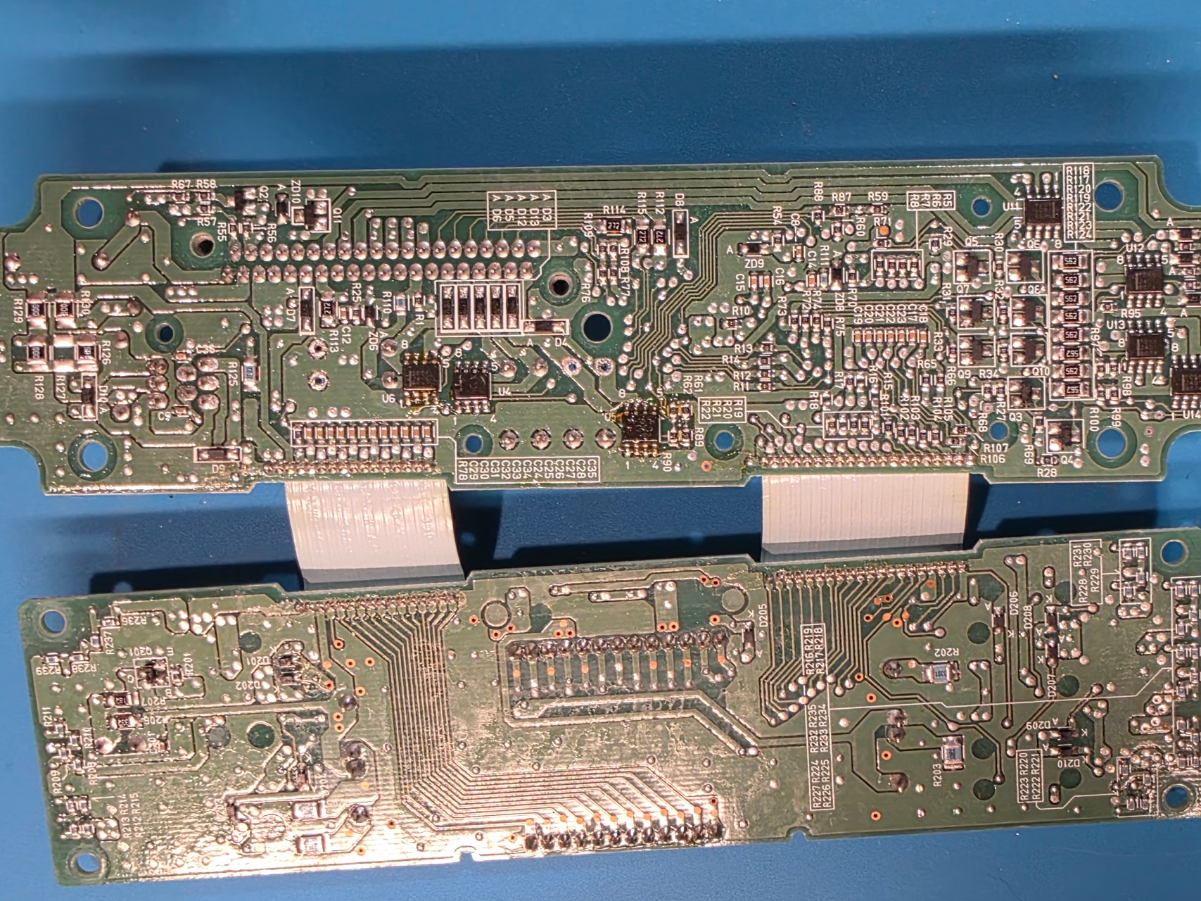 Opened PCB showing components